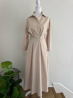 Essential Cream Maxi Shirt Dress